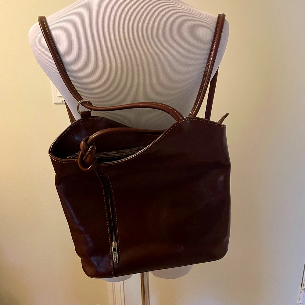 Florence convertible leather bag/backpack Made in Italy